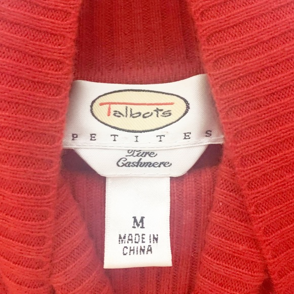 🎄 3/$15 Talbots Red Pure Cashmere Turtleneck Sweater MP - Picture 6 of 8
